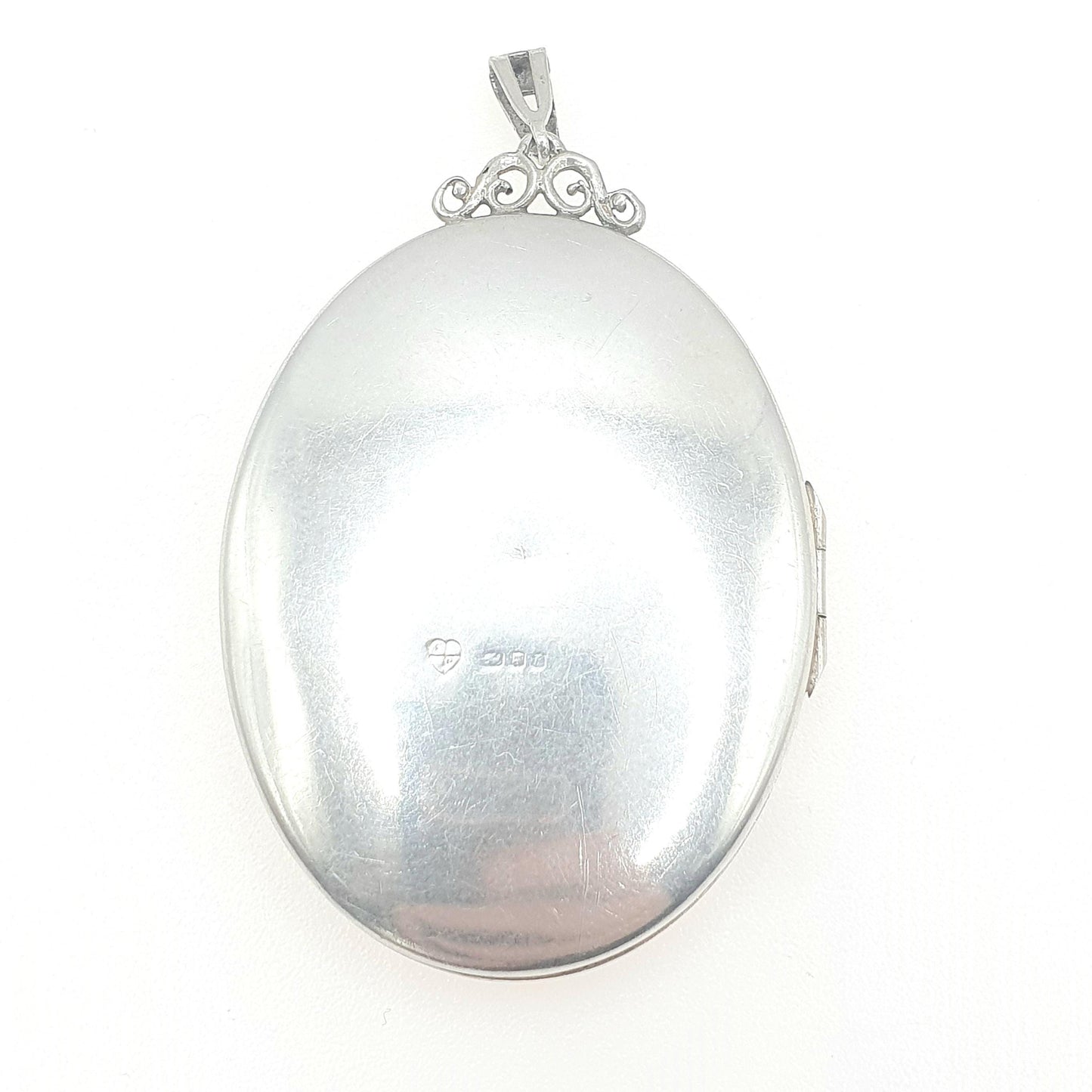 Vintage Sterling Silver Very Large Locket Oval Hand Engraved Huge Solid 925 Pendant Picture Photo Womens Unisex Jewelry Jewellery