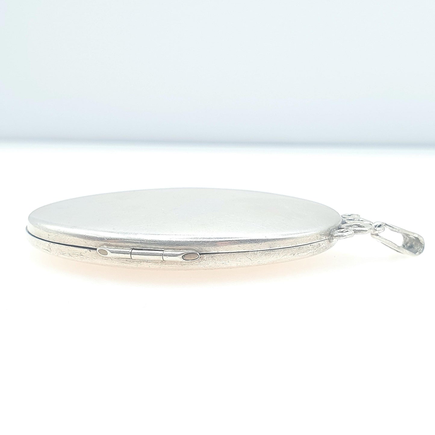 Vintage Sterling Silver Very Large Locket Oval Hand Engraved Huge Solid 925 Pendant Picture Photo Womens Unisex Jewelry Jewellery