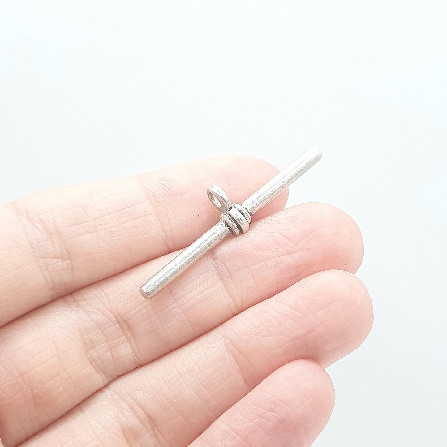 Antique Sterling Silver T Bar Pendant Fob Albert Chain Charm Necklace Vintage Mens Womens Jewelry Jewellery