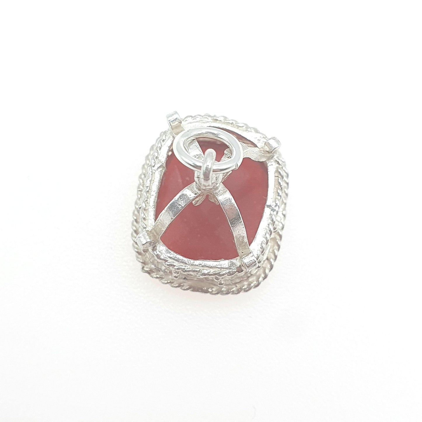 Vintage Solid Silver Carnelian Fob Necklace Pendant Victorian Revival Genuine Gemstone Mens Womens Jewelry Jewellery