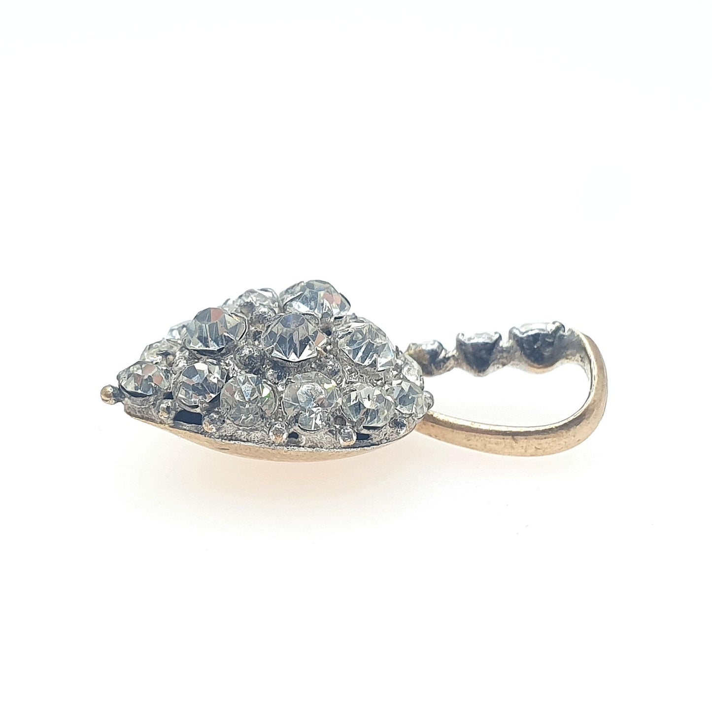 Antique Rolled Gold Victorian Diamond Paste Heart Necklace Puffer Pendant Gold Filled Pave Set Jewelry Vintage Jewellery