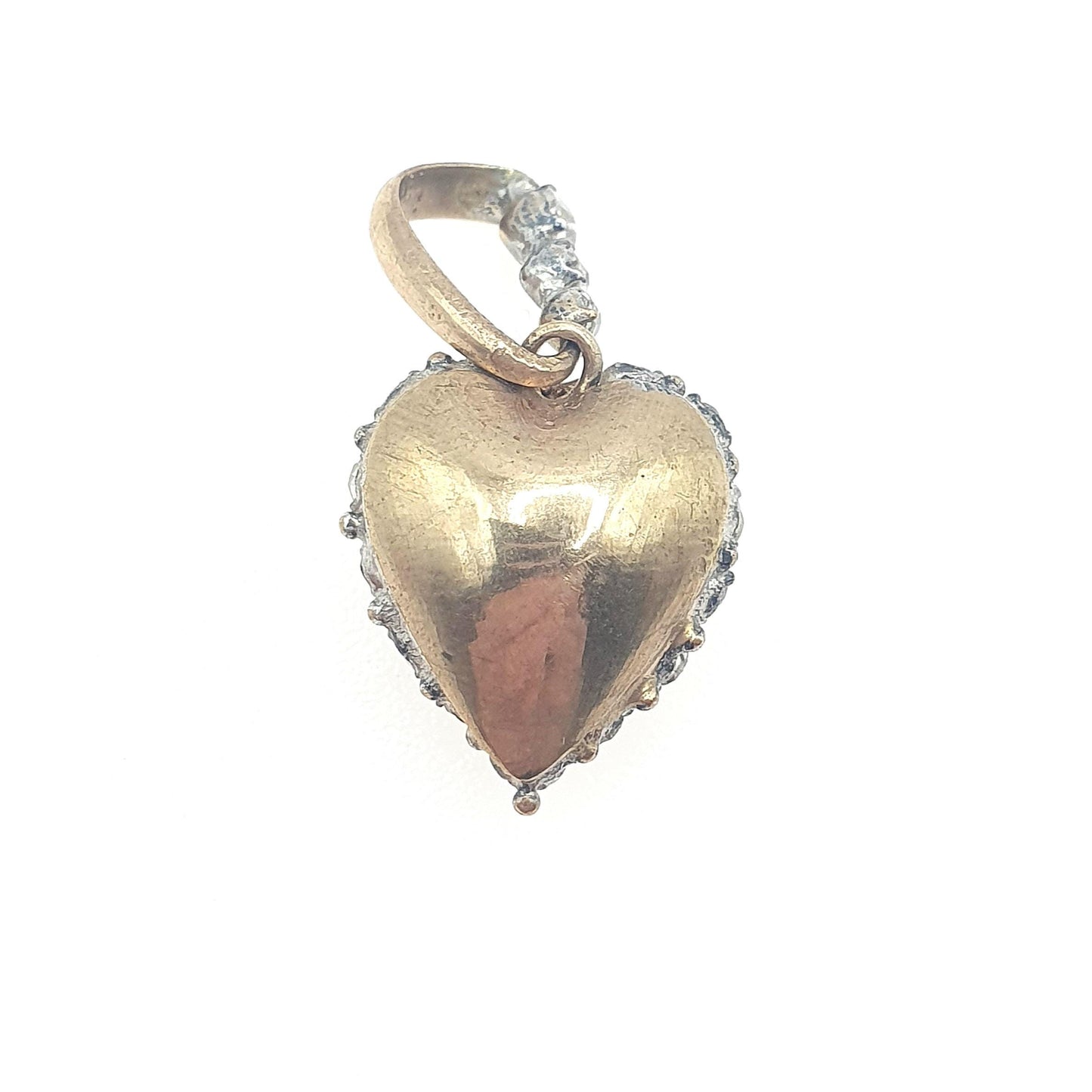 Antique Rolled Gold Victorian Diamond Paste Heart Necklace Puffer Pendant Gold Filled Pave Set Jewelry Vintage Jewellery
