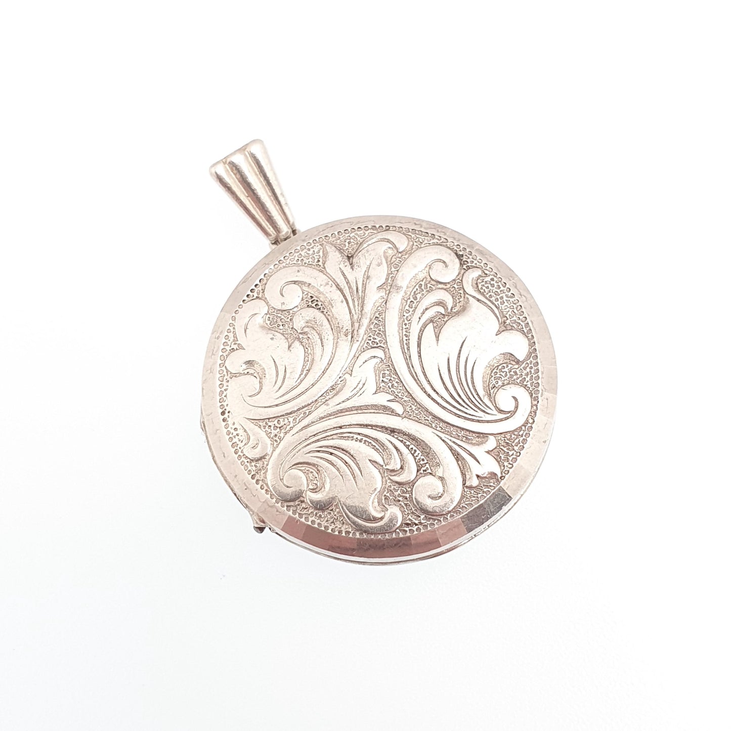 Vintage Georg Jensen Sterling Silver Locket Round Circle Scroll Pattern Necklace Pendant Picture Photo Jewellery Jewelry
