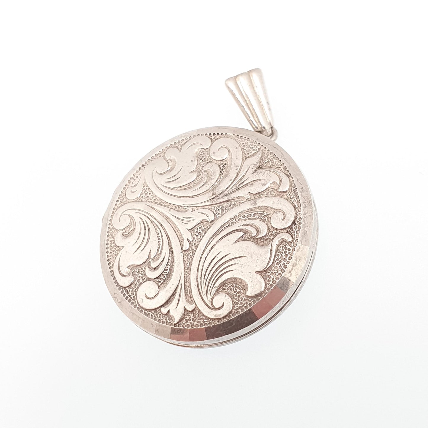 Vintage Georg Jensen Sterling Silver Locket Round Circle Scroll Pattern Necklace Pendant Picture Photo Jewellery Jewelry