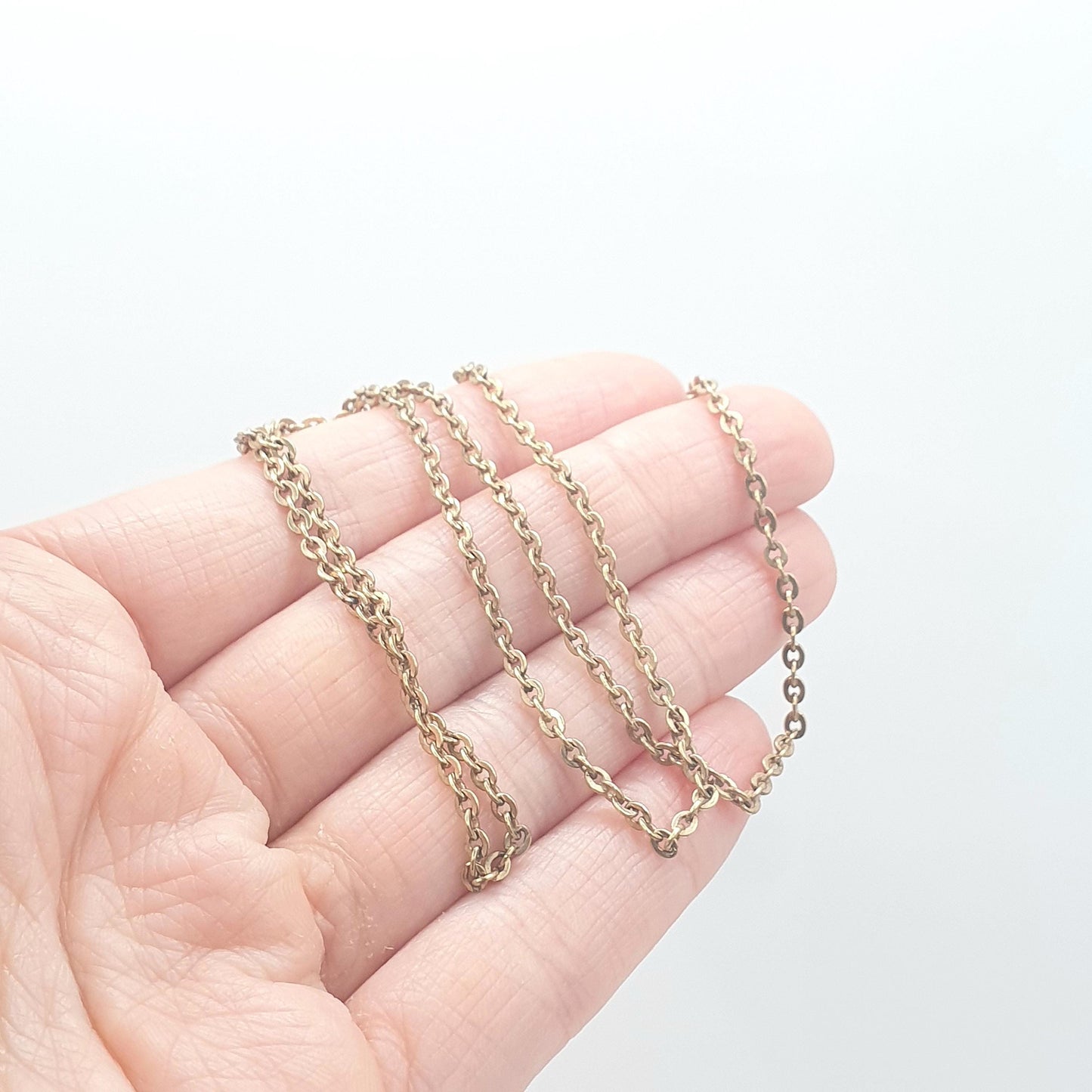 Antique Rose Rolled Gold Chain Necklace Cable Trace Link Gold Filled 46cm 18.1" 4.42g Vintage Mens Womens