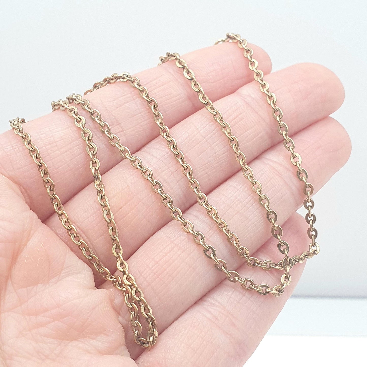 Antique Rose Rolled Gold Chain Necklace Cable Trace Link Gold Filled 46cm 18.1" 4.42g Vintage Mens Womens