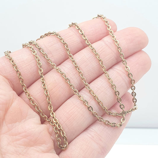 Antique Rose Rolled Gold Chain Necklace Cable Trace Link Gold Filled 46cm 18.1" 4.42g Vintage Mens Womens