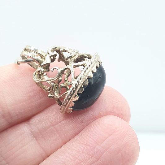 Vintage Sterling Silver Sapphire Paste Fob Pendant Victorian Style Albert Chain Blue Necklace Vintage Ladies Womens Jewelry Jewellery