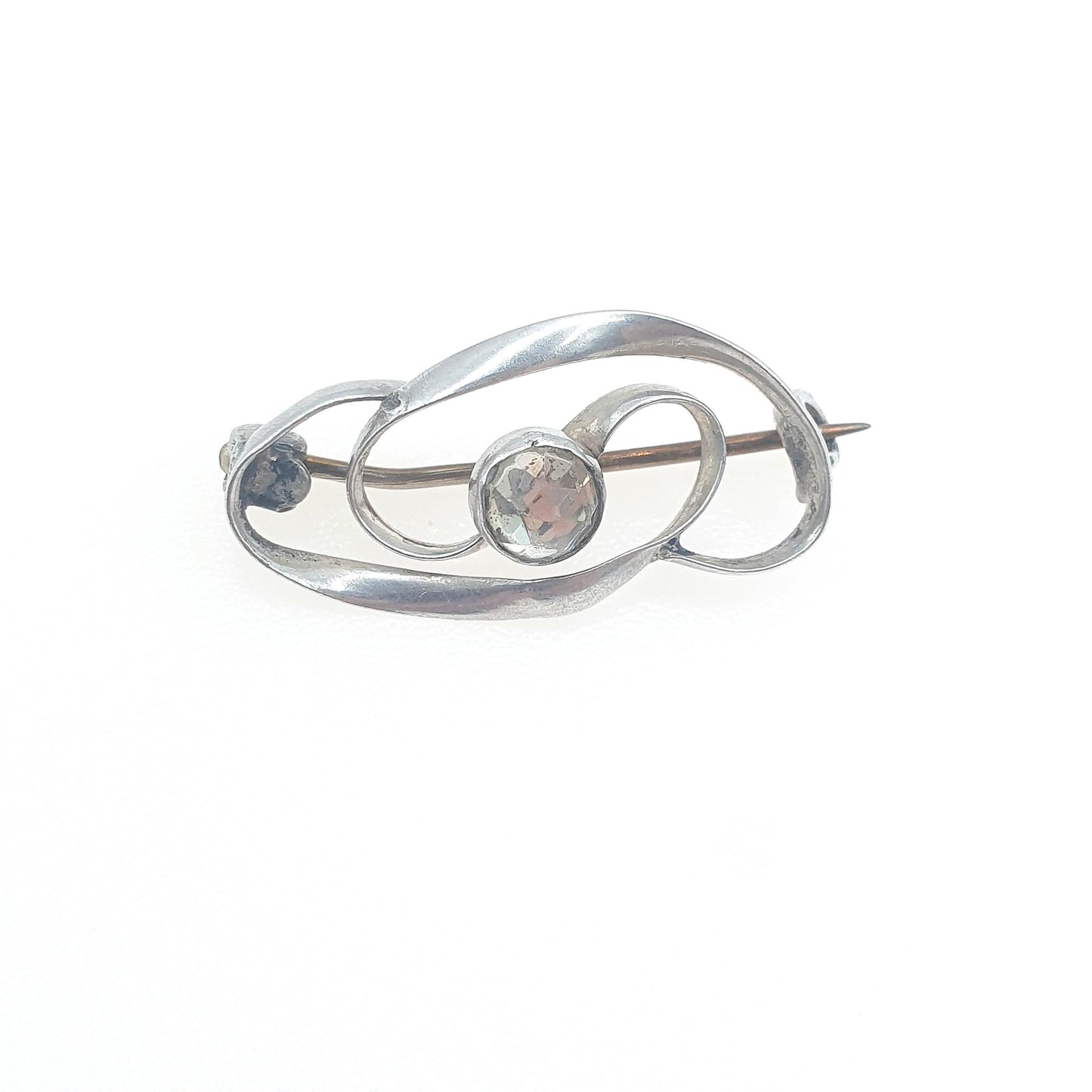 Antique Charles Horner Sterling Silver Knot Brooch Diamond Paste Infinity Knot Art Nouveau 1920s Vintage Womens Jewellery Jewelry