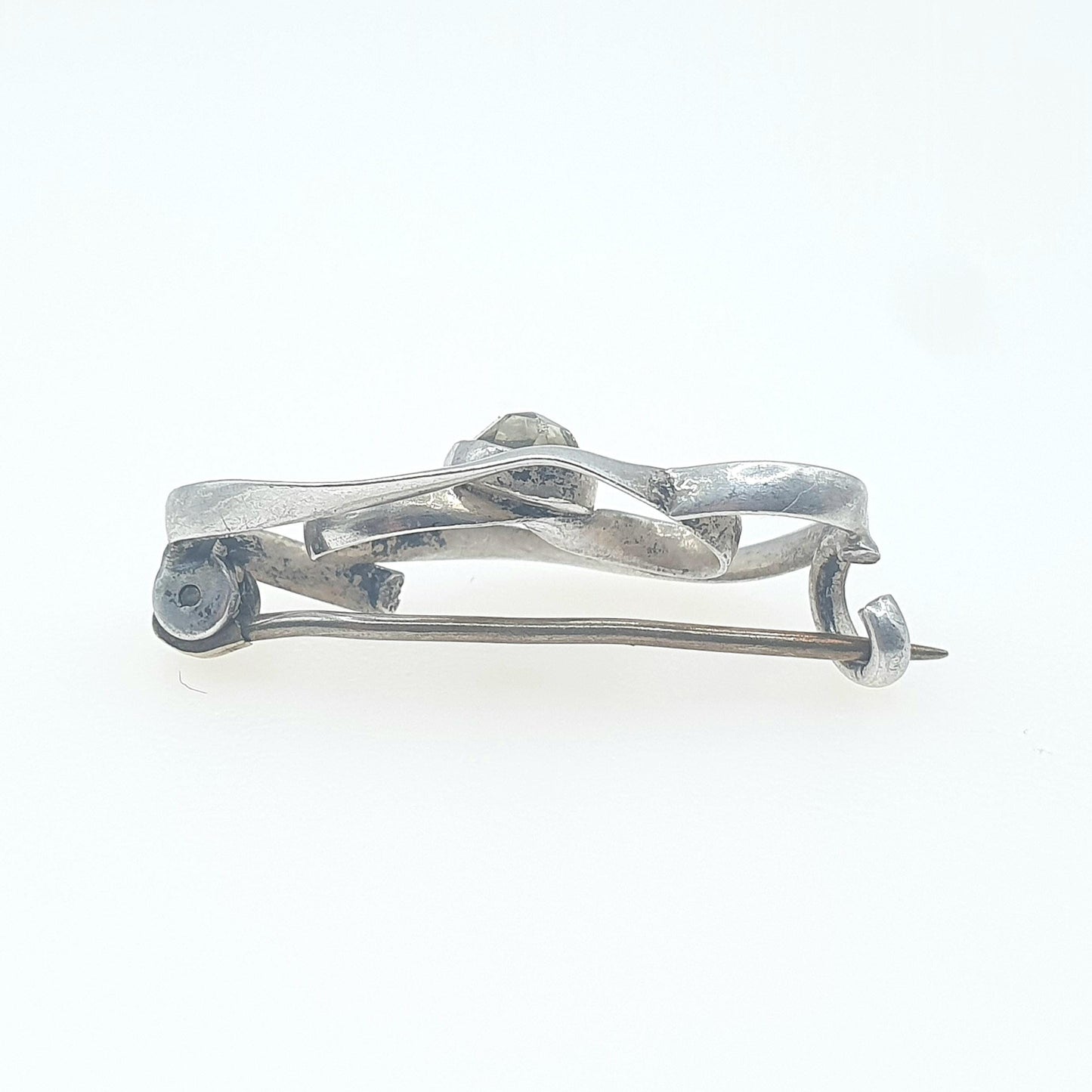 Antique Charles Horner Sterling Silver Knot Brooch Diamond Paste Infinity Knot Art Nouveau 1920s Vintage Womens Jewellery Jewelry