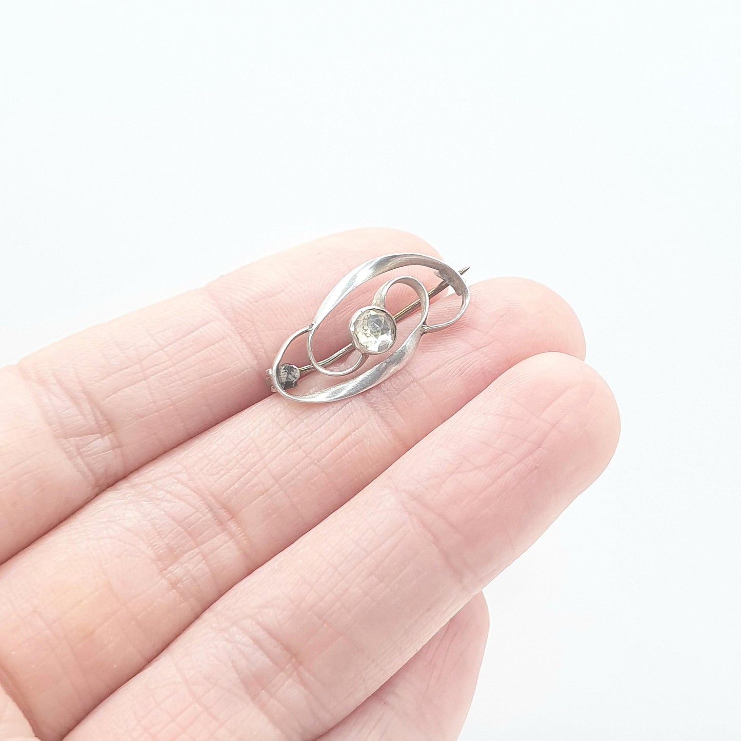 Antique Charles Horner Sterling Silver Knot Brooch Diamond Paste Infinity Knot Art Nouveau 1920s Vintage Womens Jewellery Jewelry