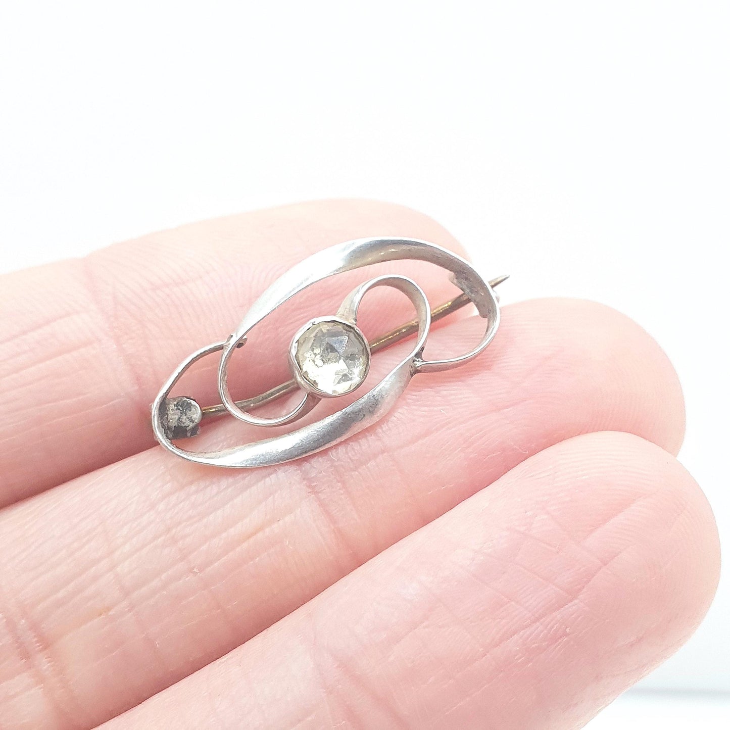 Antique Charles Horner Sterling Silver Knot Brooch Diamond Paste Infinity Knot Art Nouveau 1920s Vintage Womens Jewellery Jewelry