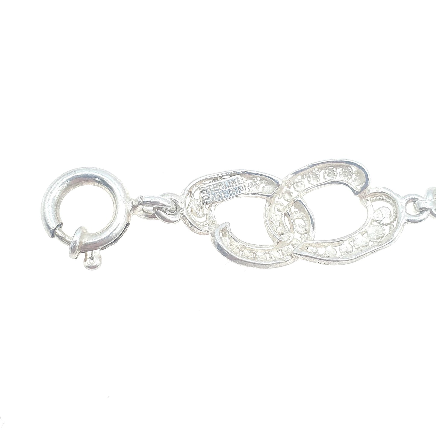 Vintage Sterling Silver Filigree Bracelet Figure 8 Links Ladies Gift Infinity 18.5cm 6.59g Womens Jewelry Retro Jewellery