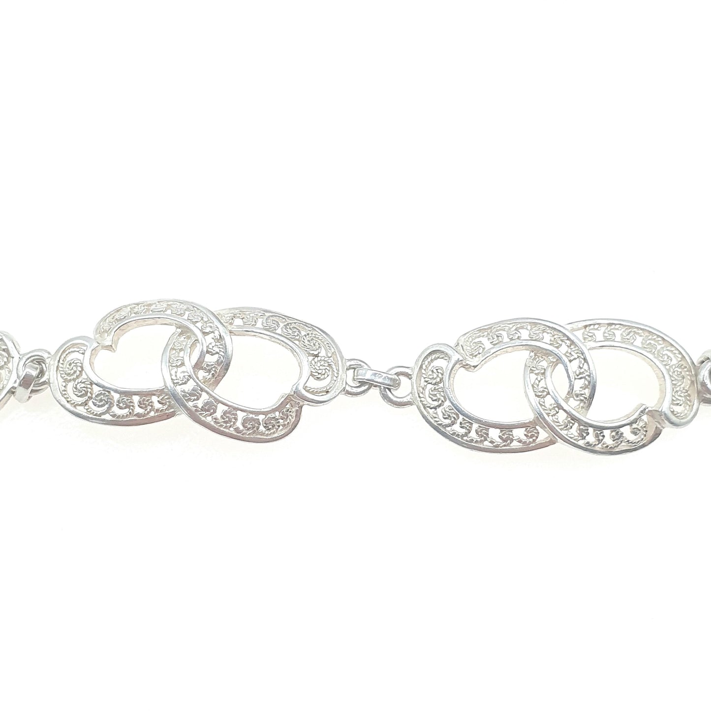 Vintage Sterling Silver Filigree Bracelet Figure 8 Links Ladies Gift Infinity 18.5cm 6.59g Womens Jewelry Retro Jewellery