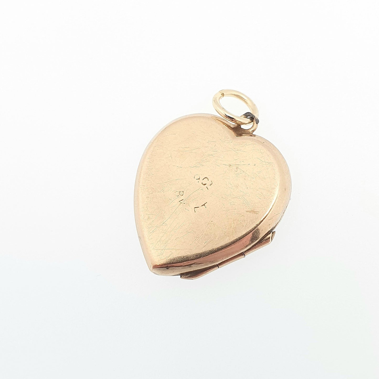 Antique 9ct 9k Gold Heart Locket Sunburst Art Deco Solid Yellow Gold Back & Front Engraved 1920s Necklace Photo Pendant Jewelry Jewellery