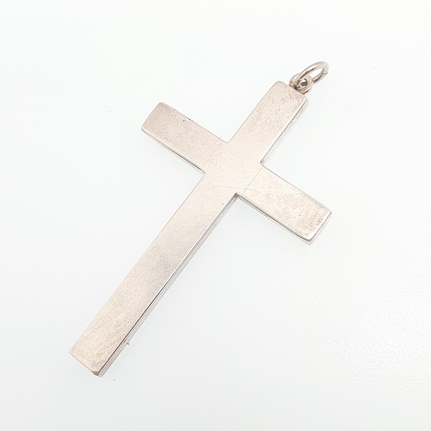 Antique Victorian Solid Silver Crucifix Necklace Pendant Hand Engraved Large Big Catholic Christian Jewelry Vintage Womens