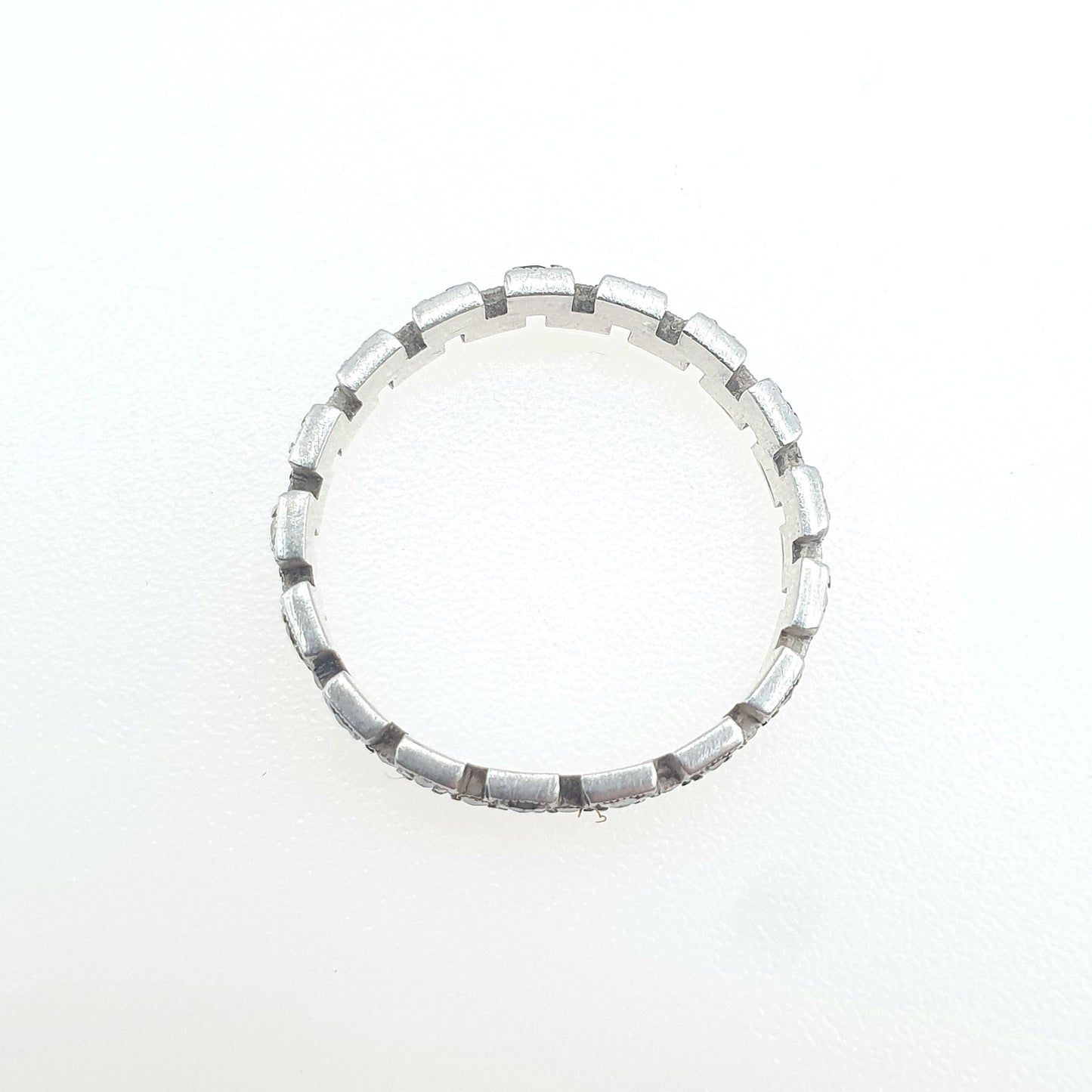 Antique Art Deco Solid Silver Marcasite Eternity Ring Stepped Flapper 1920s Unisex Womens Jewelry Jewellery