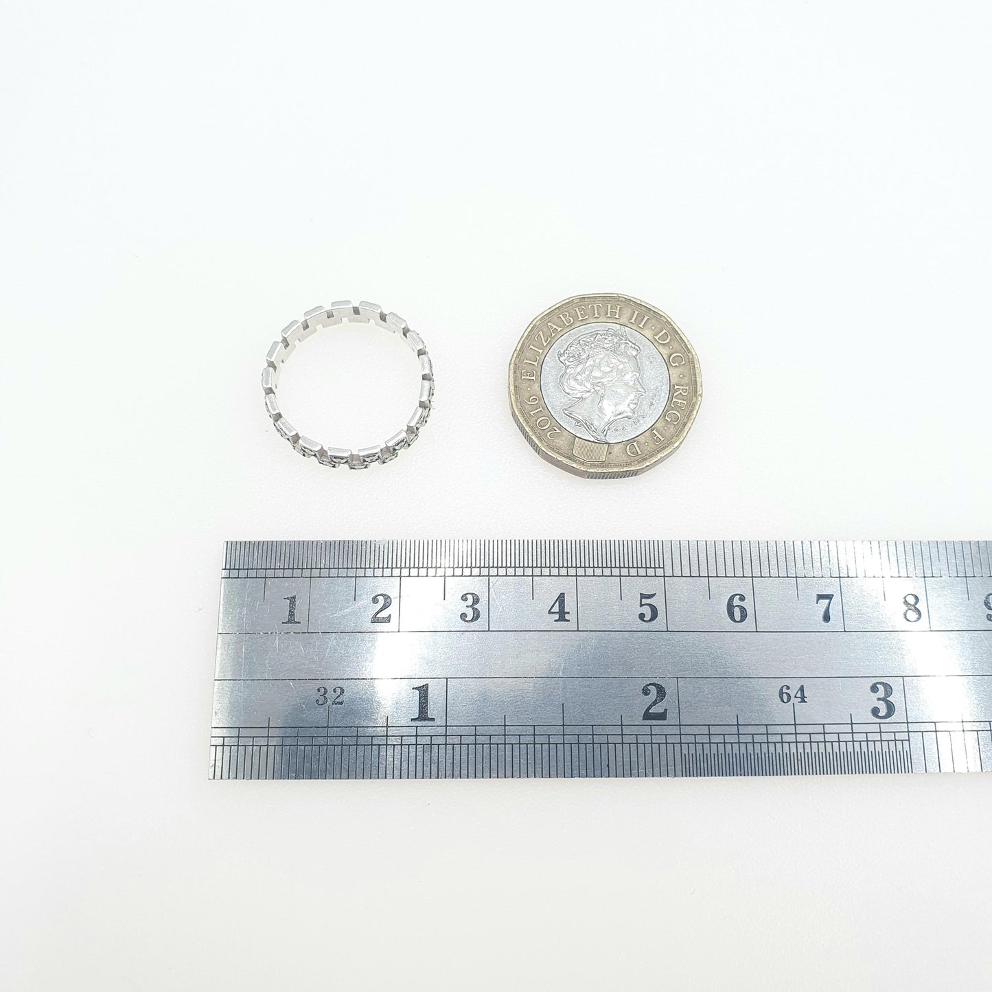 Antique Art Deco Solid Silver Marcasite Eternity Ring Stepped Flapper 1920s Unisex Womens Jewelry Jewellery