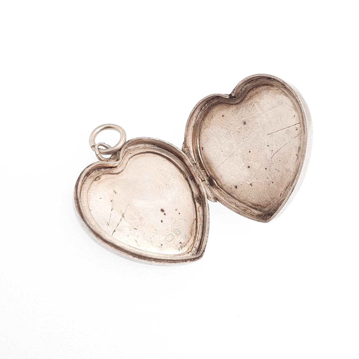 Antique Sterling Silver Boat & Heart Locket Pendant Necklace Victorian 1899 Hallmark Sailing Yacht Ship Womens Jewelry Jewellery