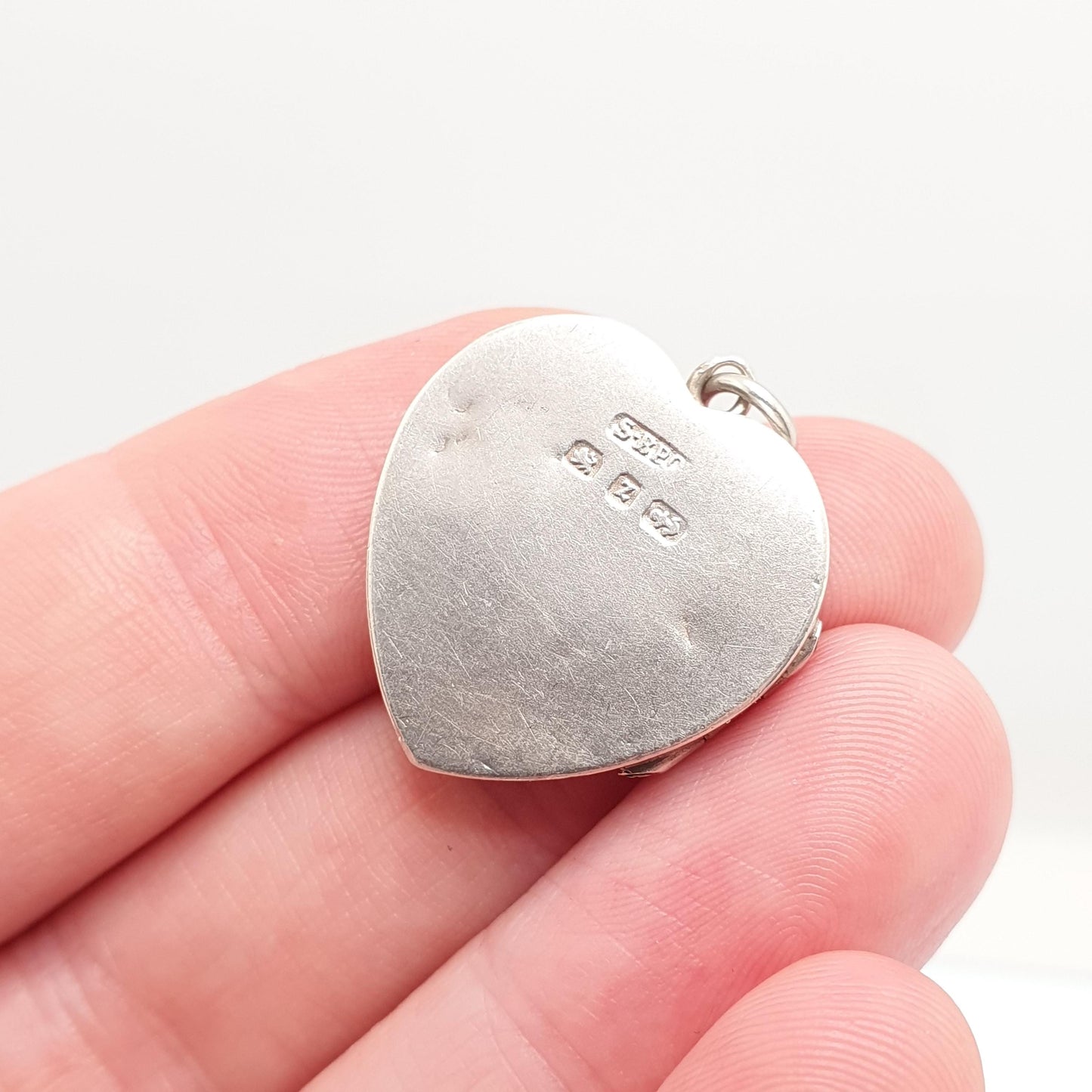 Antique Sterling Silver Boat & Heart Locket Pendant Necklace Victorian 1899 Hallmark Sailing Yacht Ship Womens Jewelry Jewellery