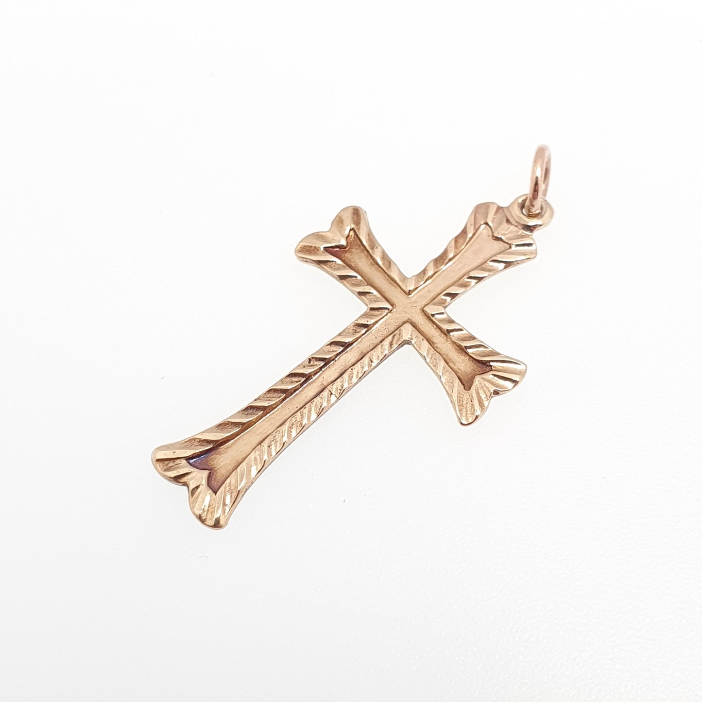 Vintage 9k 9ct Gold Cross Crucifix Necklace Pendant Solid 375 Yellow Catholic Christian Religious Mens Womens Jewelry Jewellery