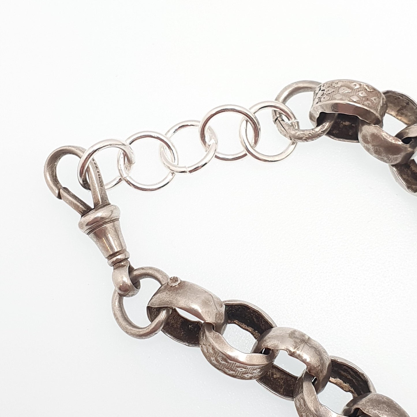 Antique Victorian Sterling Silver Belcher Link Bracelet Dog Clip Large Rolo 21.27g 21cm Round Albert Chain Vintage Jewelry Jewellery
