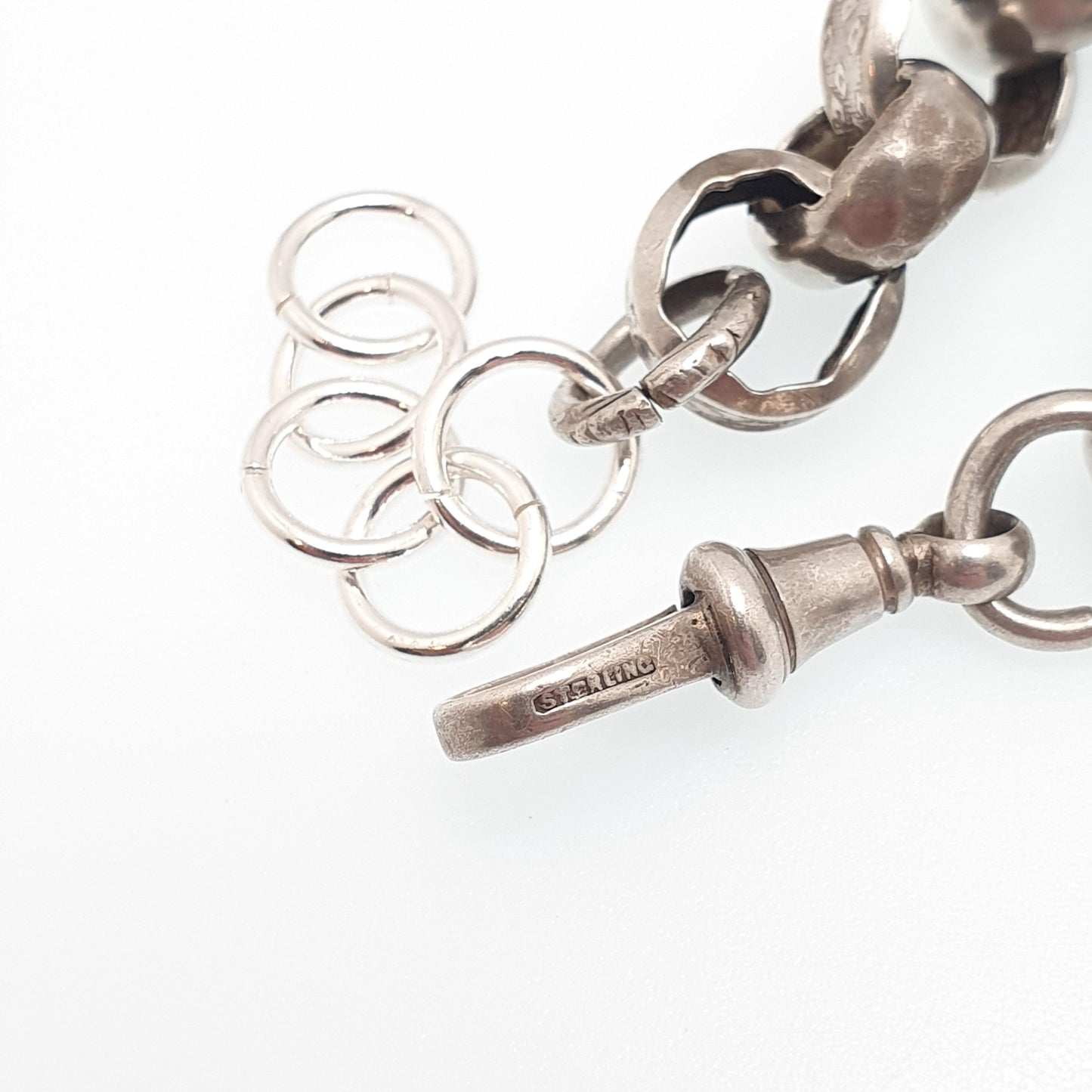 Antique Victorian Sterling Silver Belcher Link Bracelet Dog Clip Large Rolo 21.27g 21cm Round Albert Chain Vintage Jewelry Jewellery