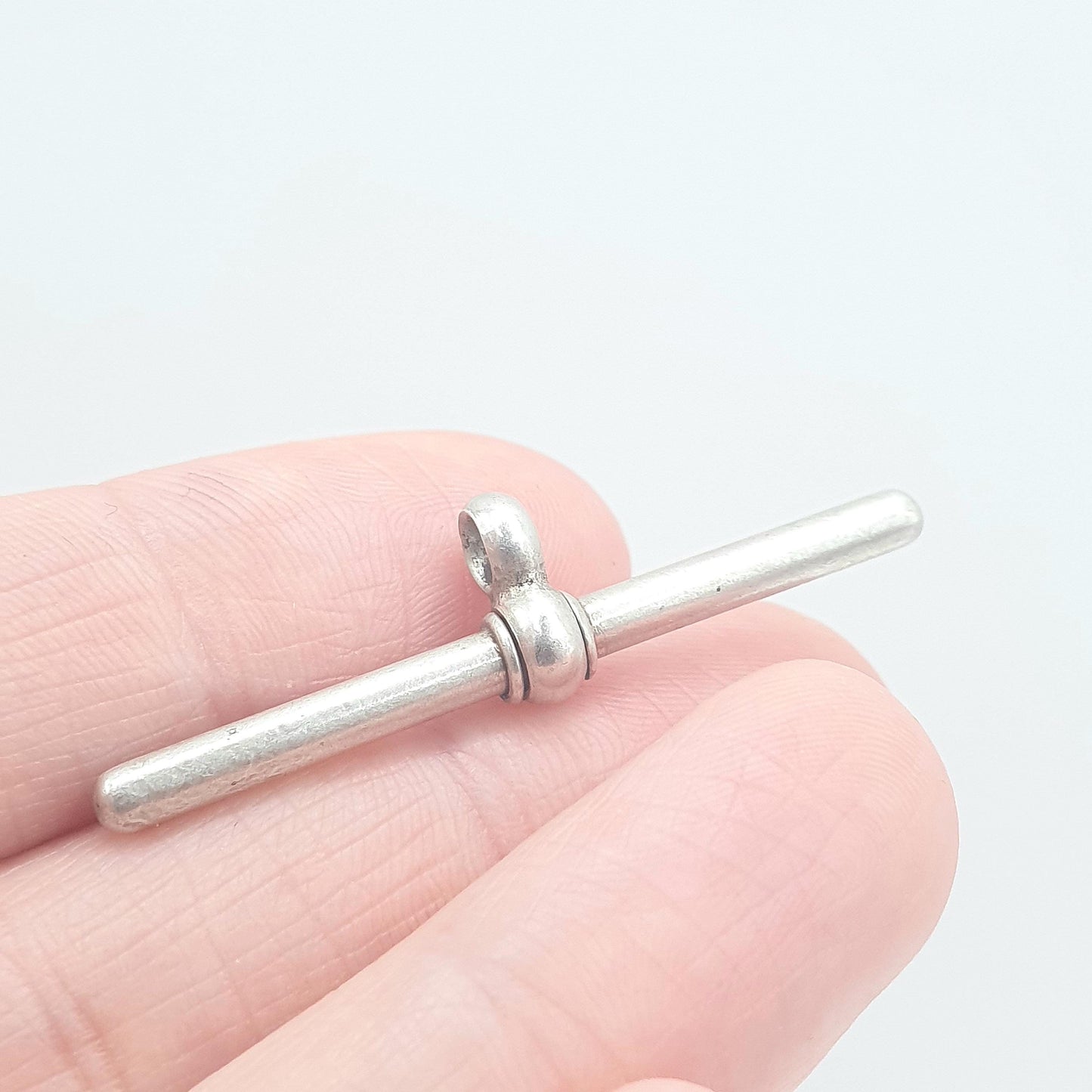 Antique Victorian Sterling Silver T Bar Pendant Fob Albert Chain Charm Necklace Vintage Mens Womens Jewelry Jewellery