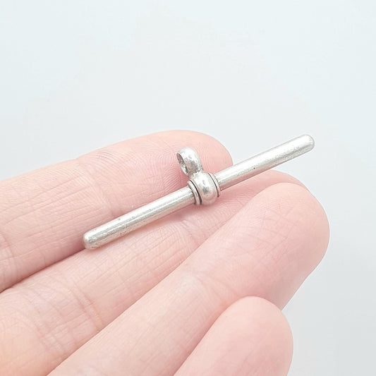 Antique Victorian Sterling Silver T Bar Pendant Fob Albert Chain Charm Necklace Vintage Mens Womens Jewelry Jewellery