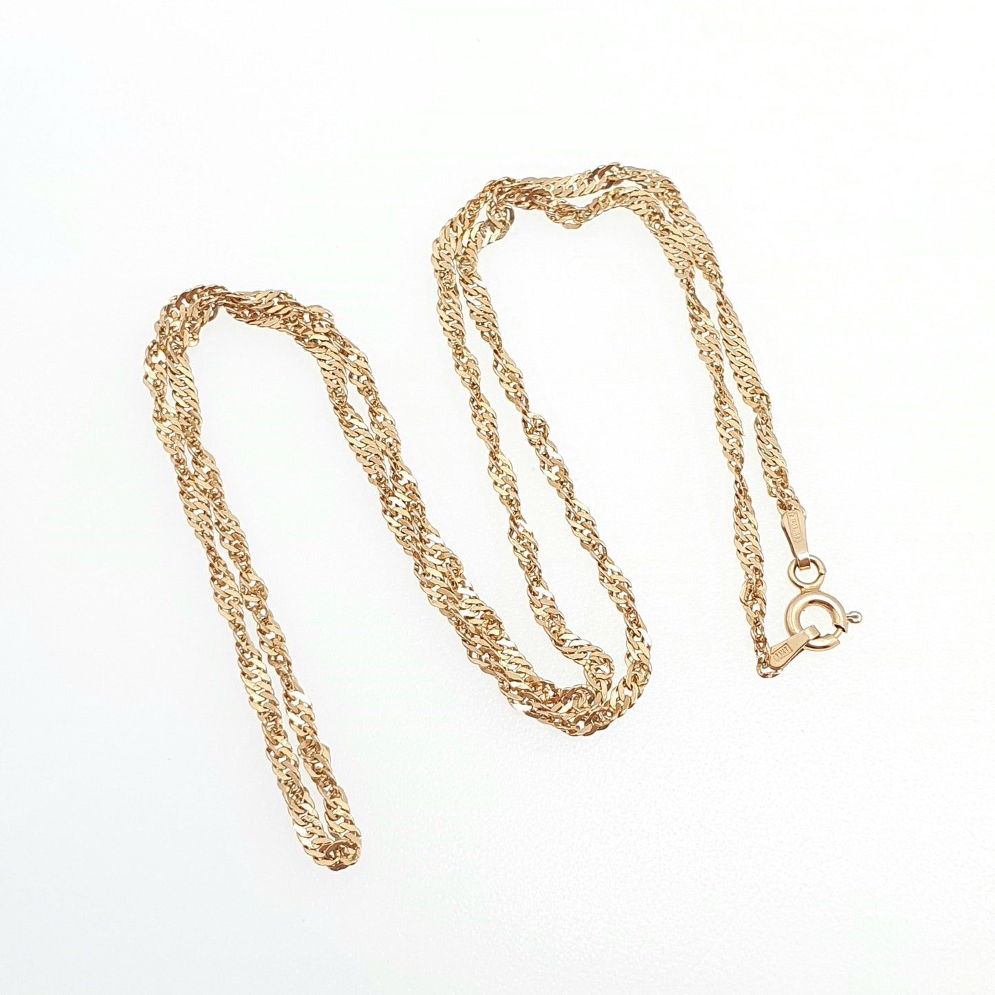 Vintage 14k 14ct 585 Gold Chain Necklace Twist Curb Link Helix 45cm 17.7" 1.58g Solid 14 Carat Yellow Mens Womens