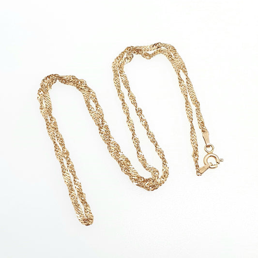 Vintage 14k 14ct 585 Gold Chain Necklace Twist Curb Link Helix 45cm 17.7" 1.58g Solid 14 Carat Yellow Mens Womens