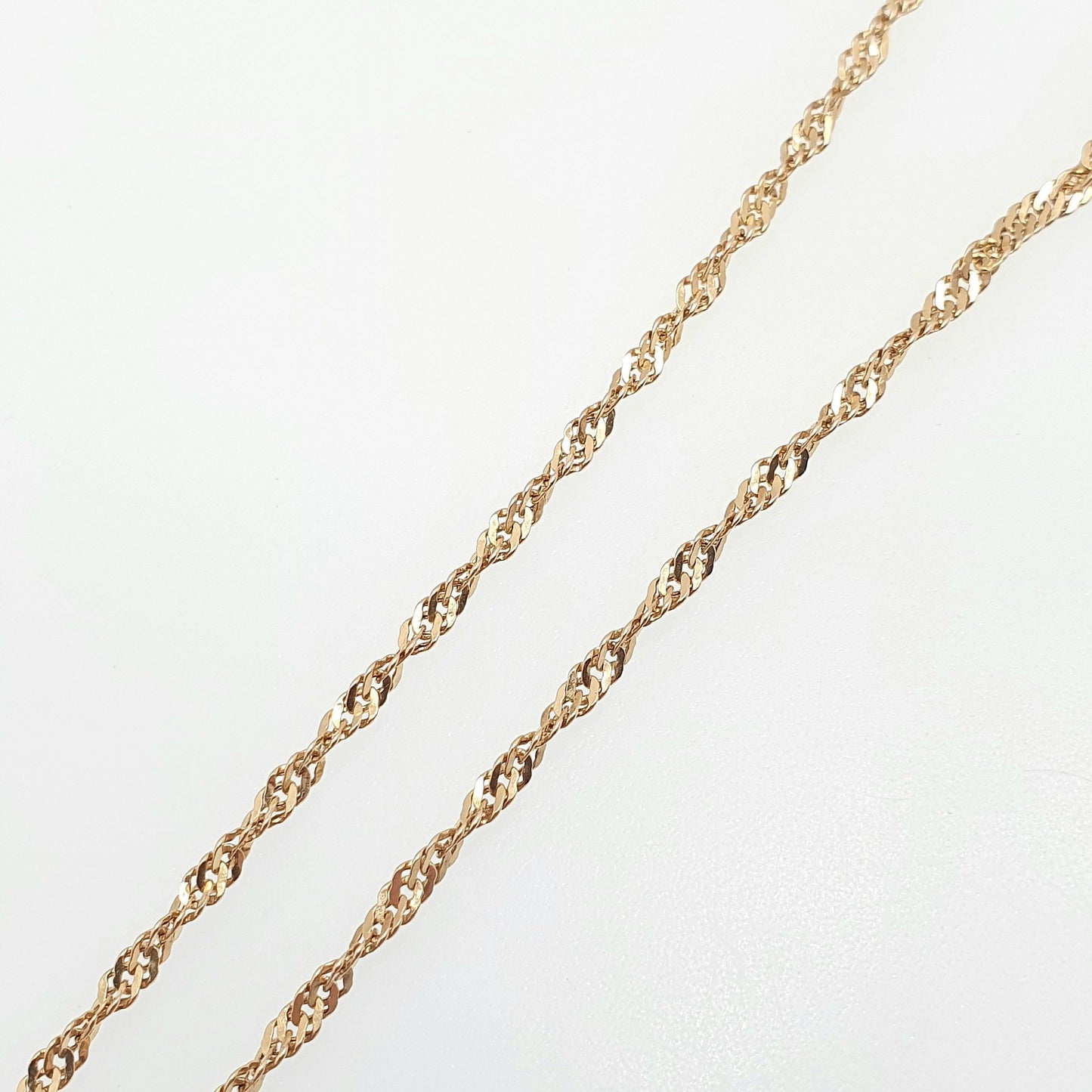 Vintage 14k 14ct 585 Gold Chain Necklace Twist Curb Link Helix 45cm 17.7" 1.58g Solid 14 Carat Yellow Mens Womens