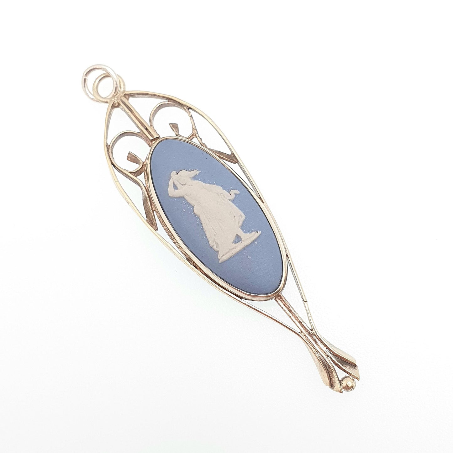 Vintage Sterling Silver Blue Wedgwood Necklace Pendant Gold Vermeil 1980 Jasperware Josiah Wedgwood Jewelry Jewellery