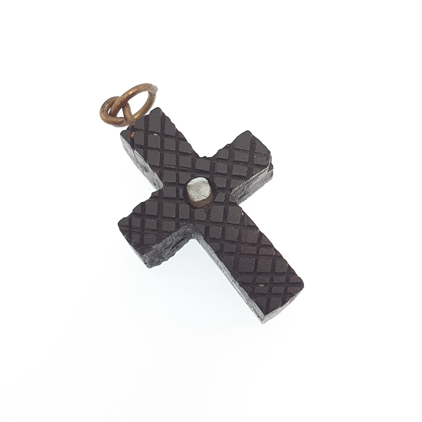 Antique Bog Oak Crucifix Stanhope Pendant Cross Necklace King Edward VII Whitby Jet Imitation Christian Vintage Jewelry Jewellery