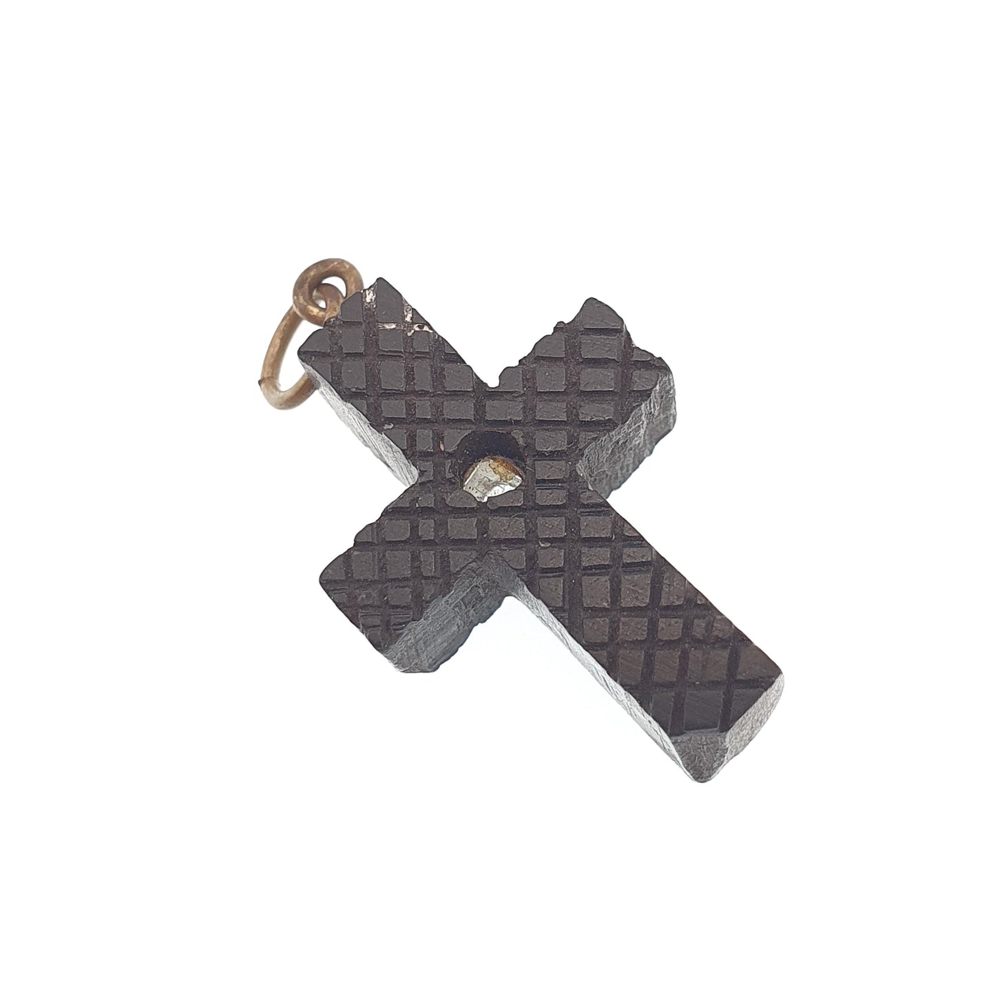 Antique Bog Oak Crucifix Stanhope Pendant Cross Necklace King Edward VII Whitby Jet Imitation Christian Vintage Jewelry Jewellery