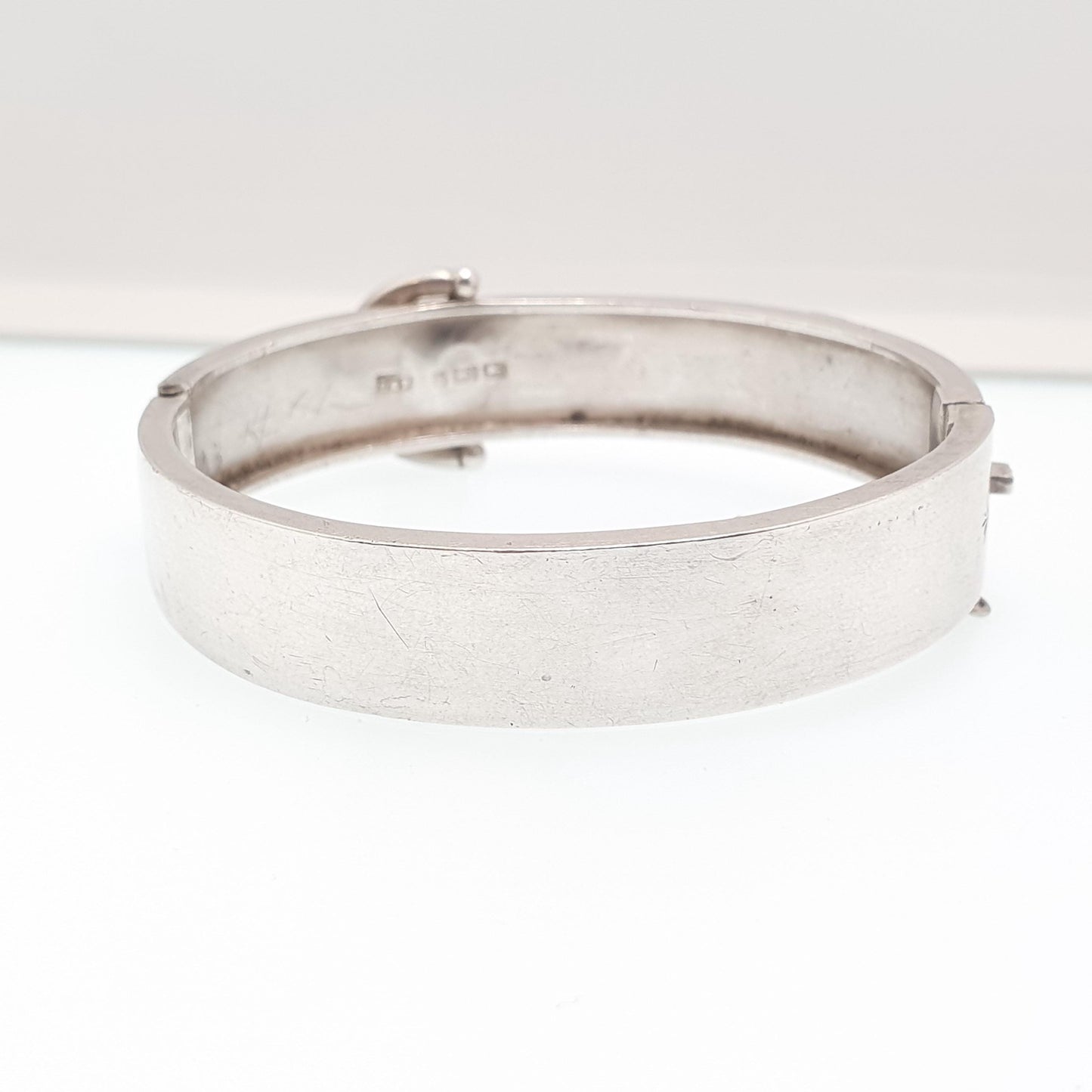 Antique Victorian Sterling Silver Buckle Bracelet Snap Bangle 1882 Hallmark 18.94g Belt Hand Engraved 1800s Vintage Womens