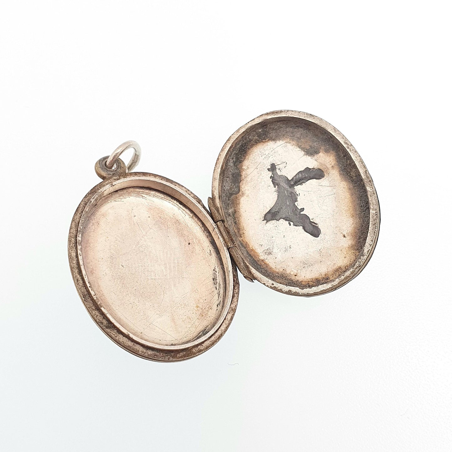 Antique Victorian Solid Silver Oval Locket Back and Front Hand Engraved Pendant Picture Photo Vintage Womens Jewelry Jewellery