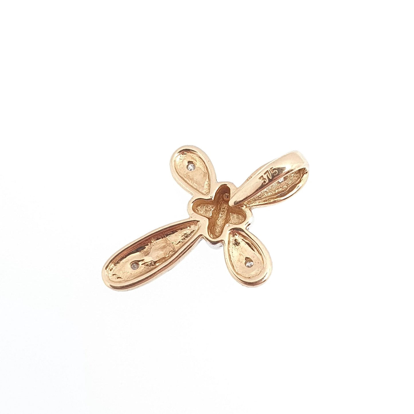 Vintage 9ct Gold Diamond Cross Crucifix Pendant Genuine Real Diamonds Solid 9k 9kt 375 Gemstone Necklace Small Womens Jewellery Jewelry