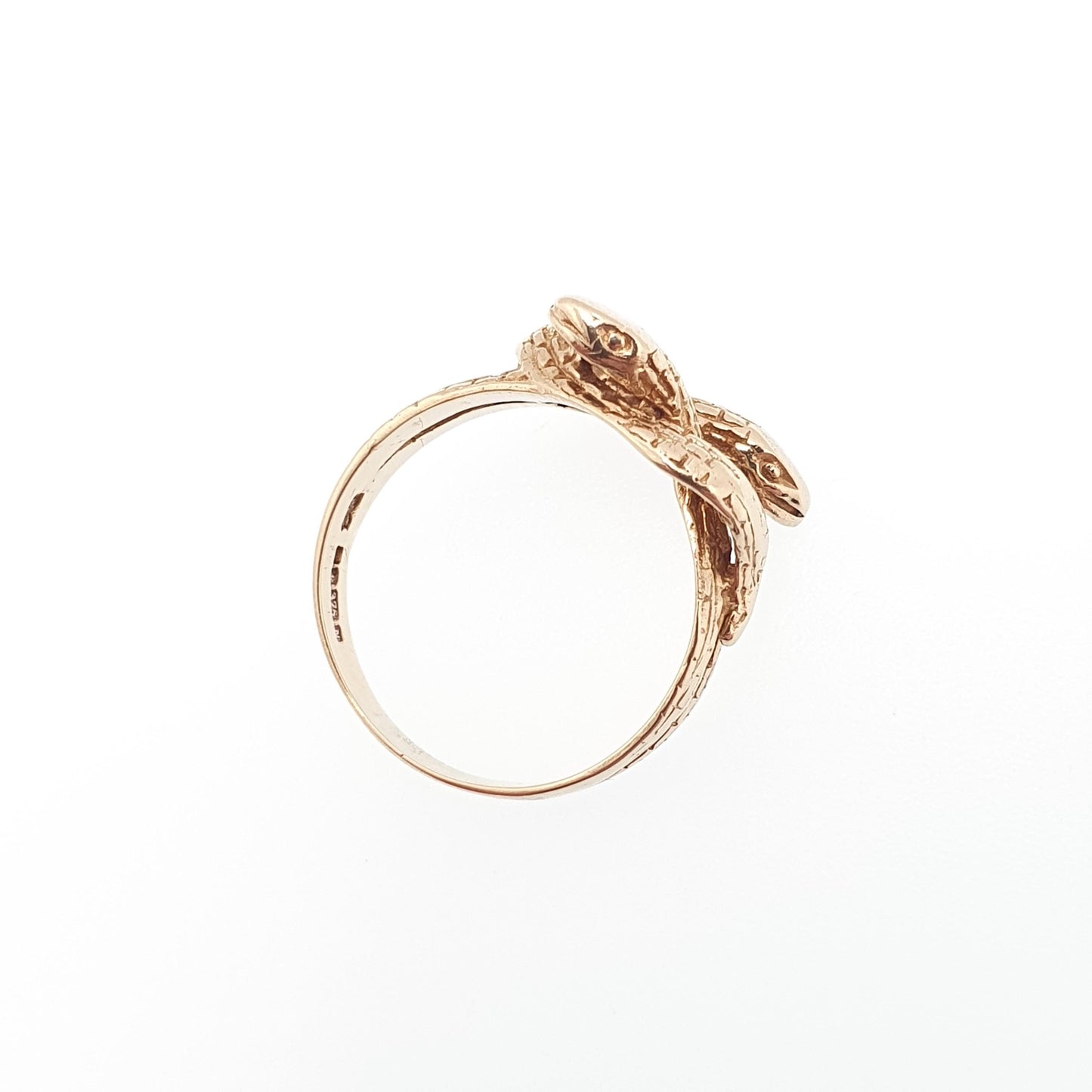 Vintage 9ct 9k Gold Snake Ring Double Snakes Solid 9kt 9kt Victorian Revival Hallmark Retro Reptile Animal Jewelry Jewellery