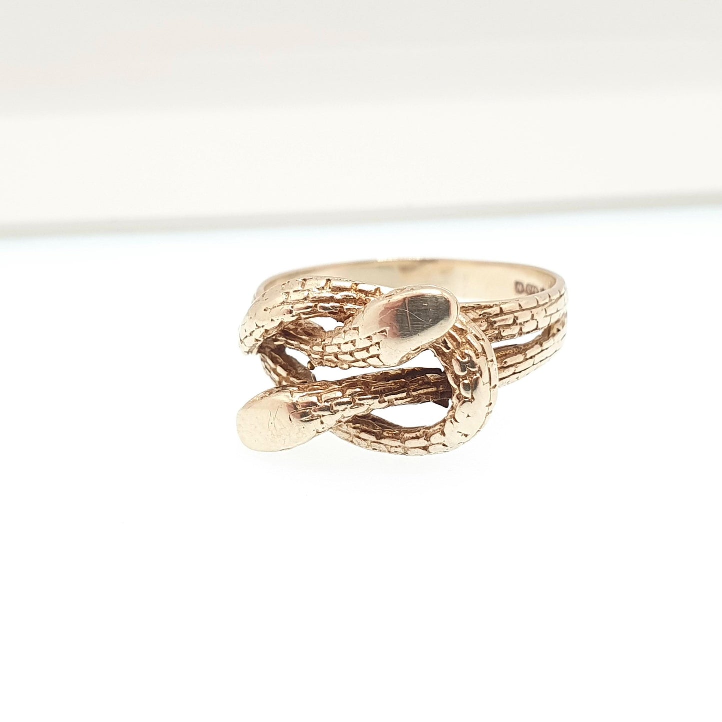 Vintage 9ct 9k Gold Snake Ring Double Snakes Solid 9kt 9kt Victorian Revival Hallmark Retro Reptile Animal Jewelry Jewellery