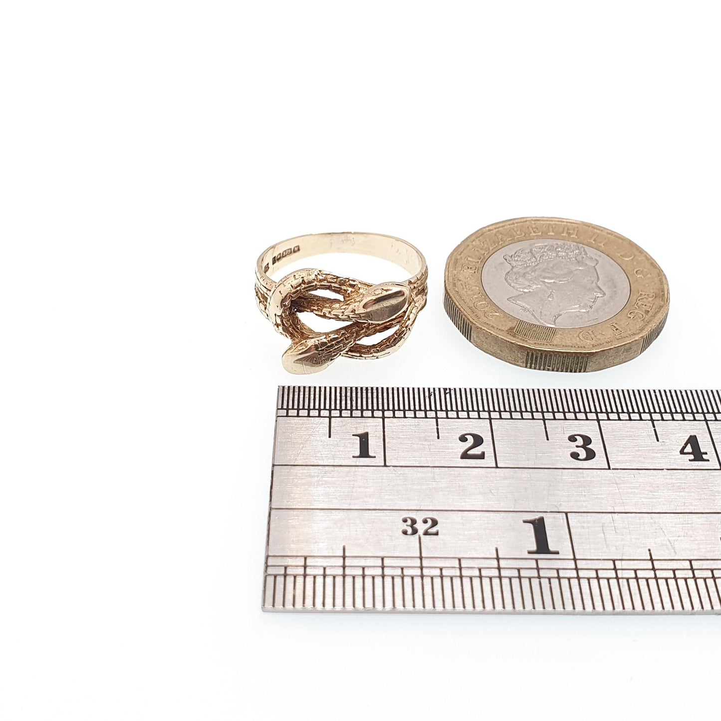 Vintage 9ct 9k Gold Snake Ring Double Snakes Solid 9kt 9kt Victorian Revival Hallmark Retro Reptile Animal Jewelry Jewellery