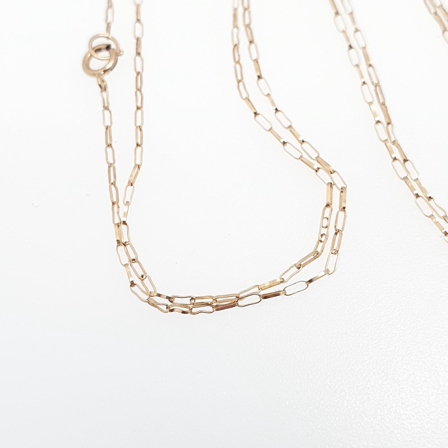 Vintage 9k 9ct Gold Chain Necklace Long Box Link Rectangular 52cm 20.4" 0.58g Solid 375 Yellow Womens Mens Jewellery Jewelry