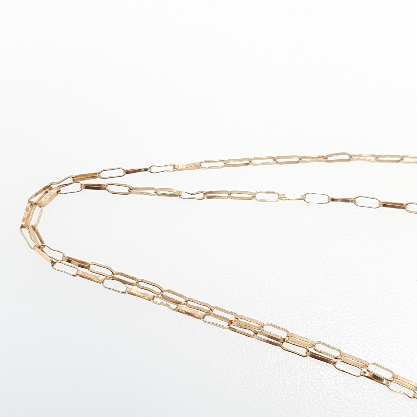 Vintage 9k 9ct Gold Chain Necklace Long Box Link Rectangular 52cm 20.4" 0.58g Solid 375 Yellow Womens Mens Jewellery Jewelry