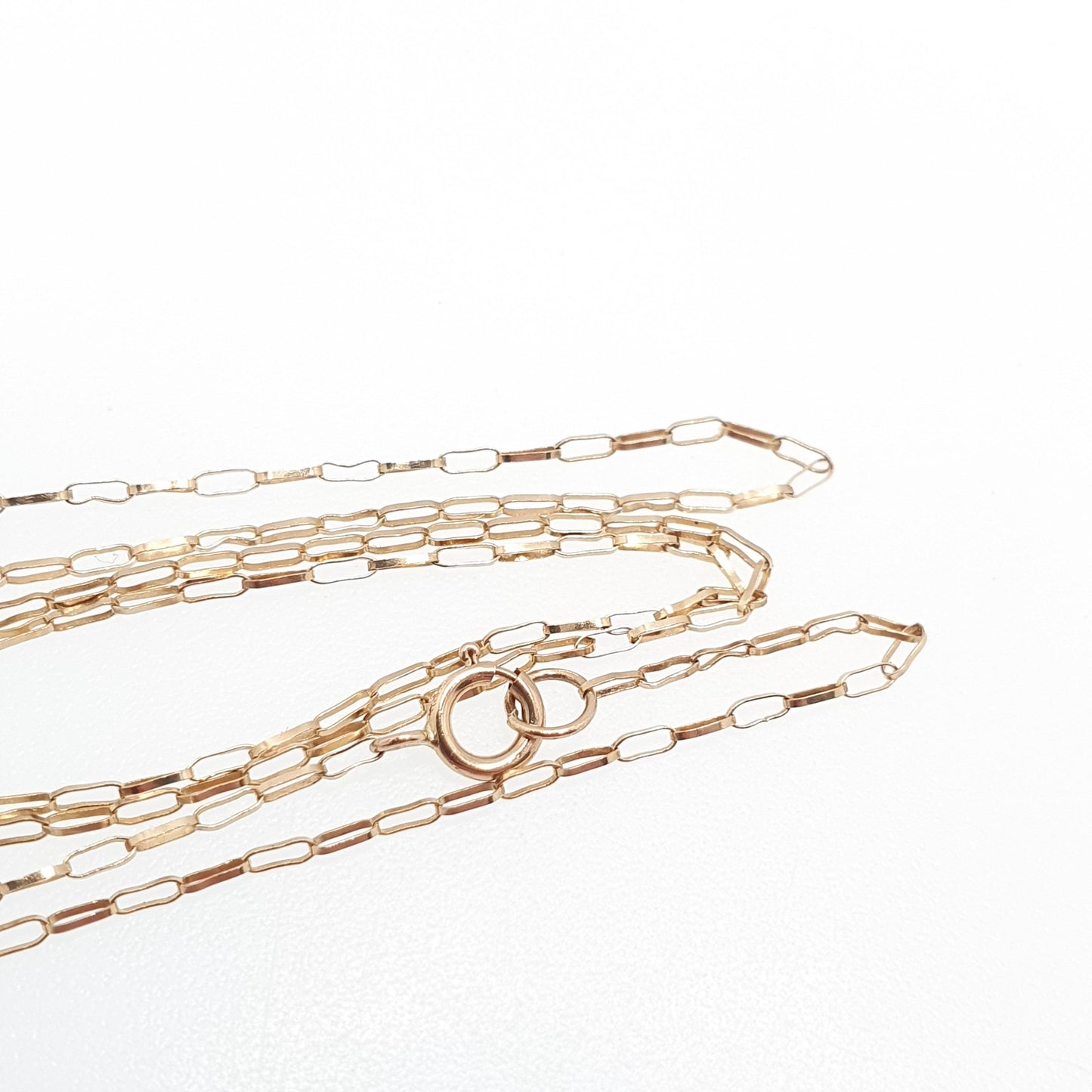 Vintage 9k 9ct Gold Chain Necklace Long Box Link Rectangular 52cm 20.4" 0.58g Solid 375 Yellow Womens Mens Jewellery Jewelry
