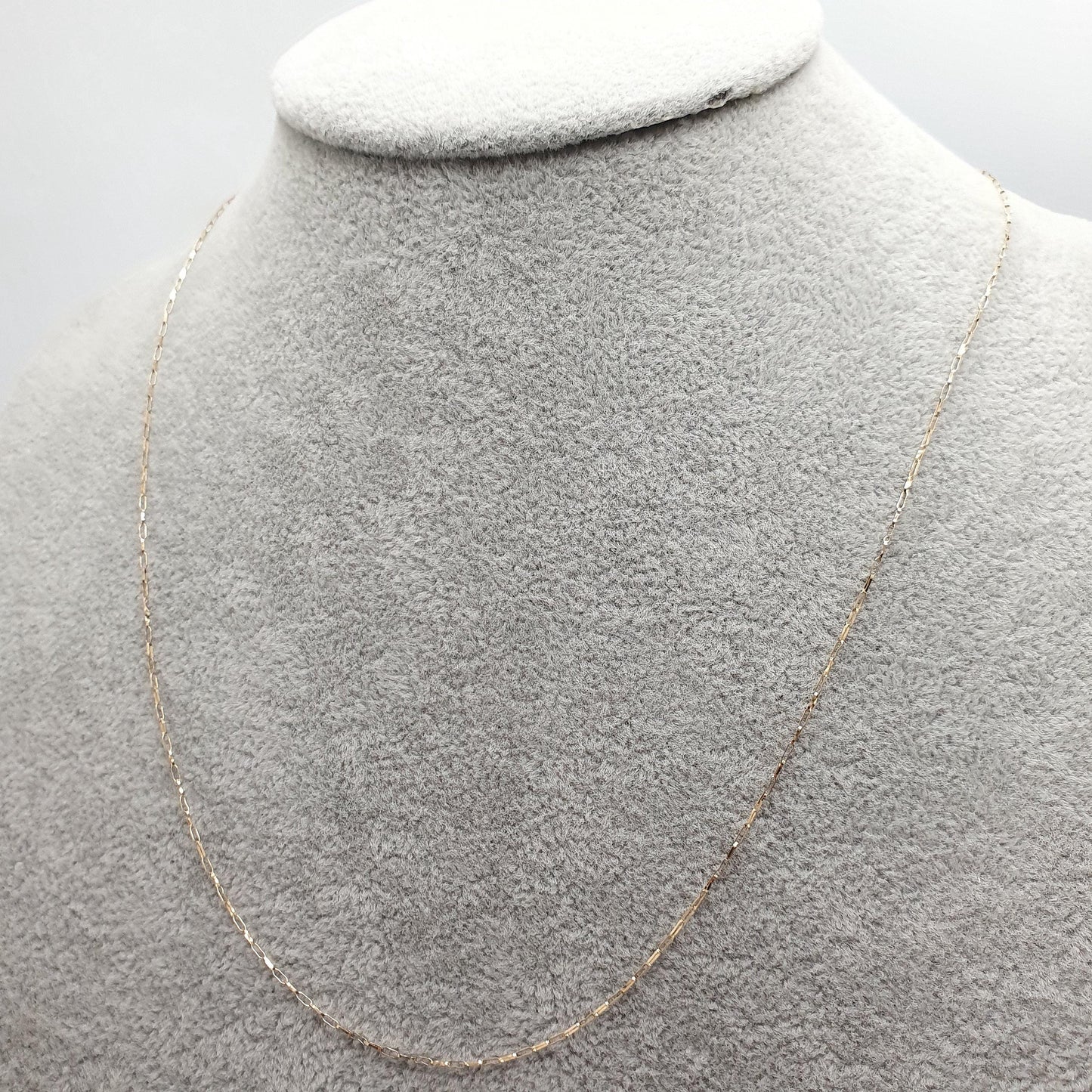 Vintage 9k 9ct Gold Chain Necklace Long Box Link Rectangular 52cm 20.4" 0.58g Solid 375 Yellow Womens Mens Jewellery Jewelry