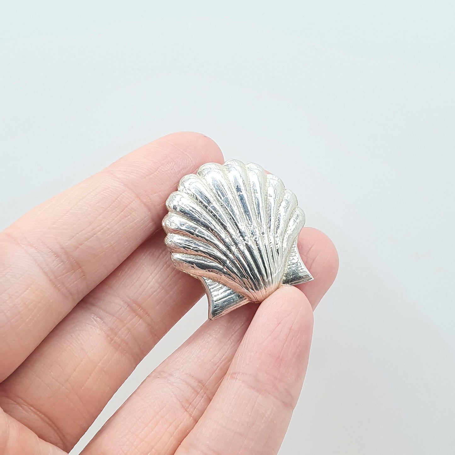 Vintage Sterling Silver Seashell Brooch Naturalisitc Nautical Ocean 925 Mermaid Clam Jewelry Womens Jewellery