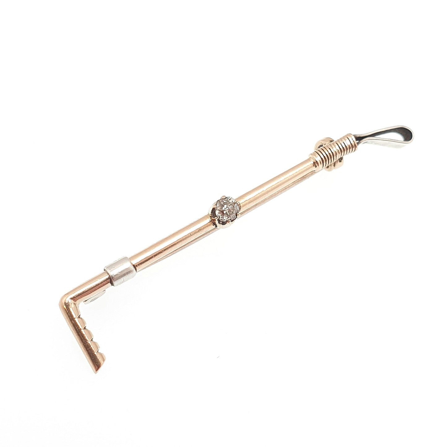 Antique 14kt 14k Gold Diamond Riding Crop Brooch Pin Victorian Solid 585 Old Cut Gemstone Horse Riding Jewelry Jewellery