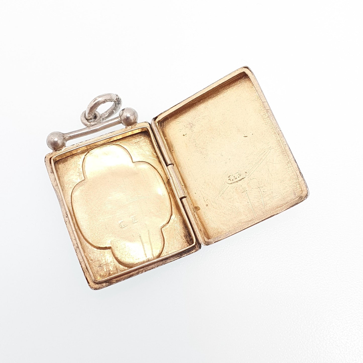 Antique Sterling Silver Locket Rectangular 1900 Hallmarked Solid 925 Shield Front Pendant Photo Vintage Jewelry Jewellery