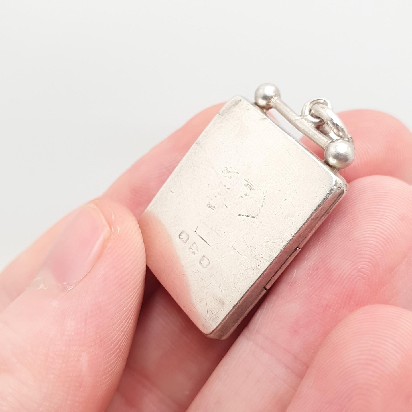 Antique Sterling Silver Locket Rectangular 1900 Hallmarked Solid 925 Shield Front Pendant Photo Vintage Jewelry Jewellery