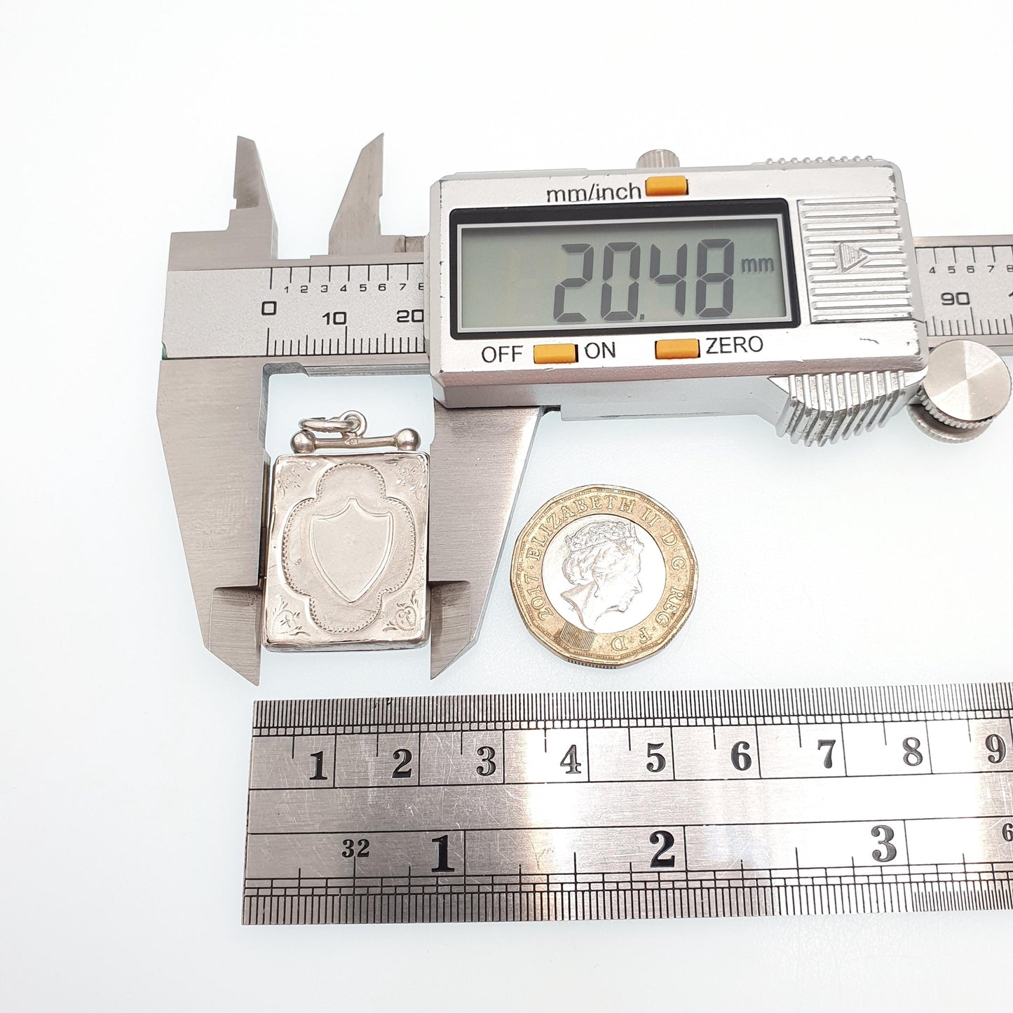 Antique Sterling Silver Locket Rectangular 1900 Hallmarked Solid 925 Shield Front Pendant Photo Vintage Jewelry Jewellery